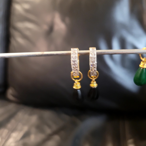 Beautiful changeable gold plated earings with genuine stones and zircons - Picture 8 of 9